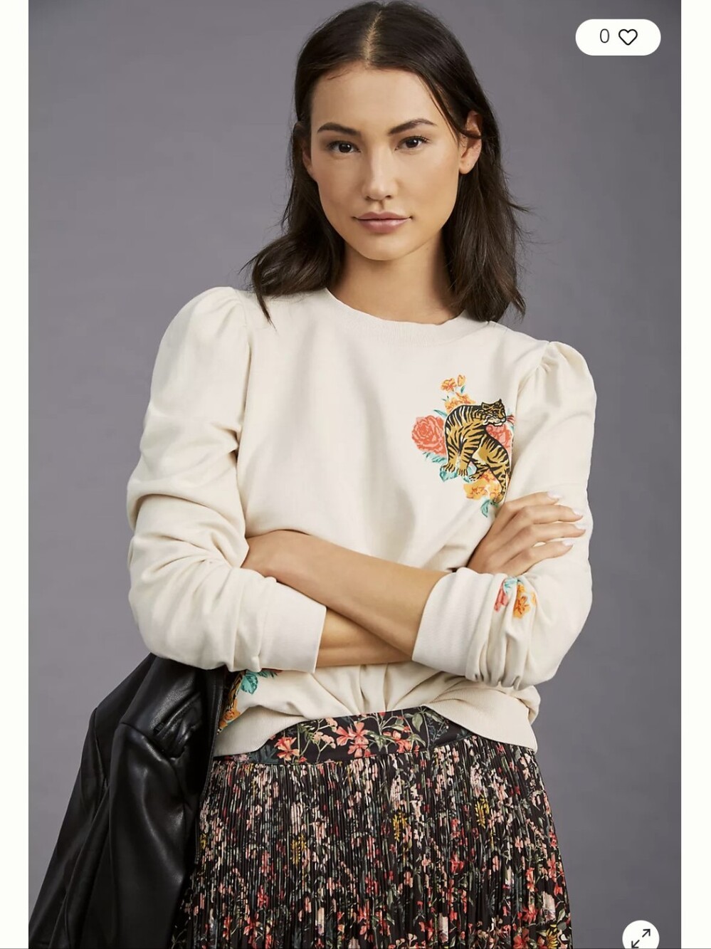 Anthropologie back When Tiger Puff-Sleeve Sweatshirt